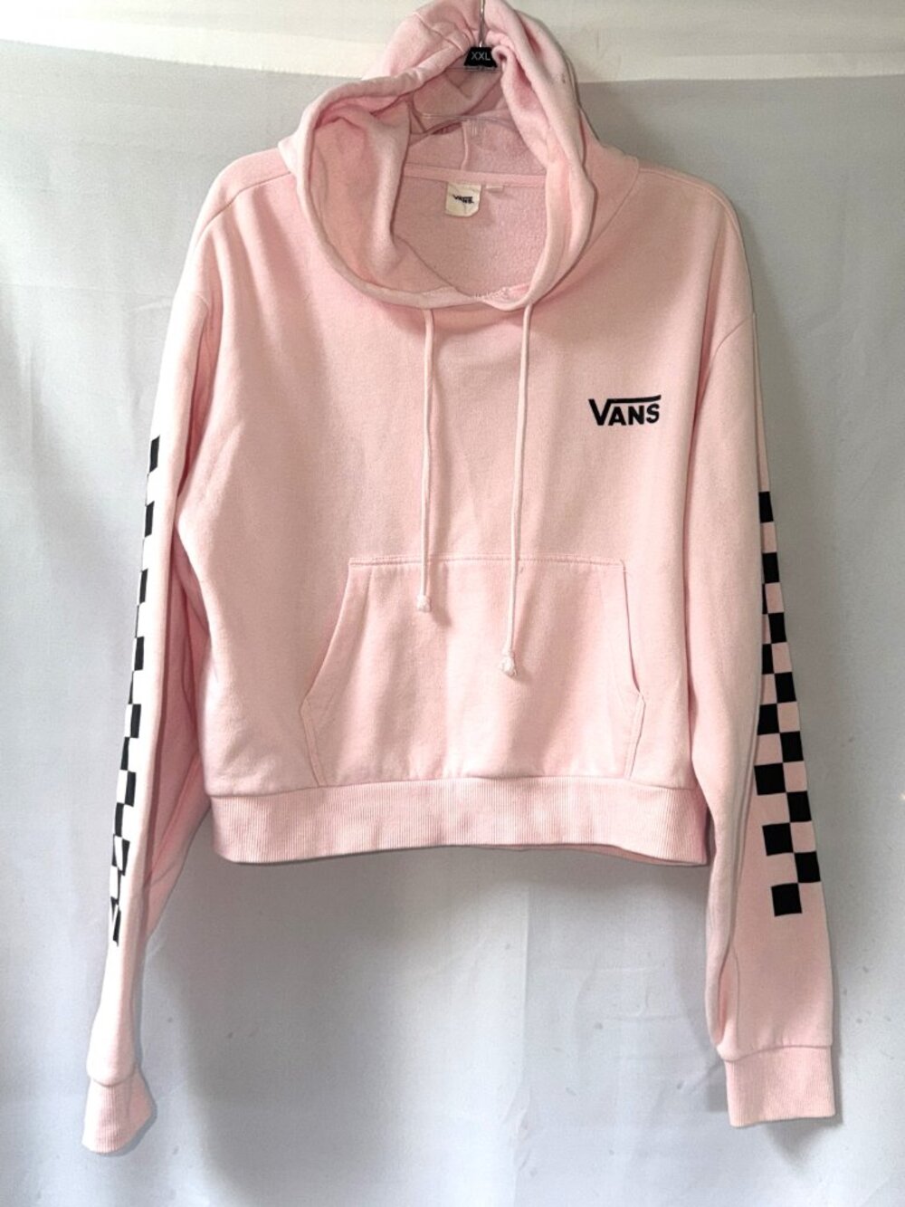 Women's VANS Pink Long Sleeve Cropped Hoodie Sweatshirt Size Large